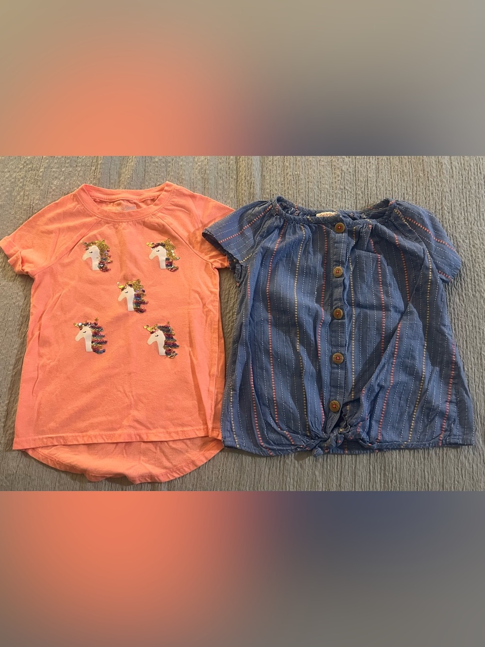 Cat & Jack Coral Pink Unicorn Sequin Tee